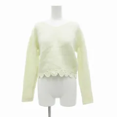 ジルスチュアート JILL STUART ニット セーター 長袖 Vネック フリル ナイロン アンゴラ混 F 白 /JS