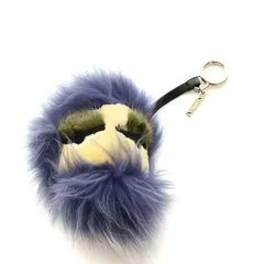 フェンディ FENDI バッグバグズ バックチャーム キーホルダー ファー 青 ブルー /DK ■OH