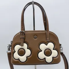 TORY BURCH（トリーバーチ）エマーソン ドーム サッチェル クロスボディバッグ フローラルアップリケ ブラウン レザー