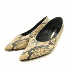 21SS ブレンタ BRENTA パイソンパンプス Python Pumps レザー パイソン型押し 保存箱付き 38 25.0cm ベージュ 黒 ブラック /YT ●D