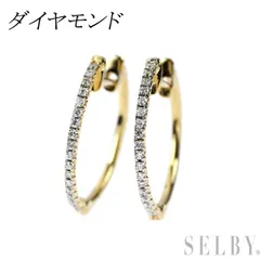 K18YG/ WG ダイヤモンド ピアス フープ 