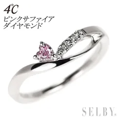 4℃ K18WG ピンクサファイア ダイヤモンド リング