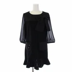トゥービーシック TO BE CHIC ワンピース ミニ 七分袖 シアー シースルー 切替 リボン 40 M 黒 ブラック W5P04-609-09 /BM