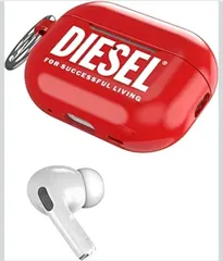★DIESEL AirPods Pro2 ケース/AirPods Pro ケース TPU おしゃれ カバー ブランドロゴ 保護 (ディーゼル AirPodsPro 第1世代 / 第2世代 ケース, 赤 レッド)