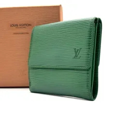 【深緑の品格】　LOUIS VUITTON　エピ ポルトモネ ビエ カルトクレディ 三つ折り財布 Wホック コンパクトウォレット　グリーン