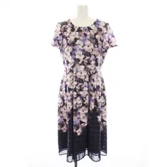 ローズティアラ Rose Tiara ワンピース ロング 花柄 チェック 半袖 38 M ピンク 紺 ネイビー 白 /YM