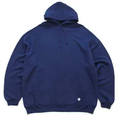 90s メキシコ製 RUSSELLラッセル 無地 スウェットパーカー 紺 XL★A フーディー ブランク オールド ビンテージ ビッグサイズ