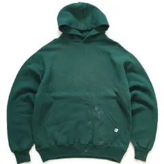 90s USA製 RUSSELLラッセル 無地 ペンキ飛び スウェットパーカー 緑 M★フーディー ブランク オールド ビンテージ グリーン