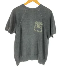 ユーズドフルギ USED古着 60~70S NYPD ニューヨーク市警察 バッジモチーフプリント ナス紺 ラグラン クルーネック ショートスリーブスウェット 半スウェ メンズ 表記無 