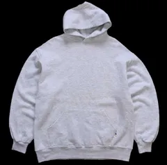 90s USA製 RUSSELLラッセル 無地 スウェットパーカー 杢ライトグレー L★フーディー ブランク オールド ビンテージ