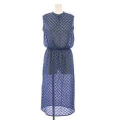 アナイ ANAYI バルファスジャージーリブワンピース タイト ミモレ ロング ノースリーブ クルーネック ストレッチ 38 青 ブルー 10201815370 /BB