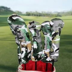 新商品★ゴルフ ヘッドカバー 4点セット グリーン迷彩 ウッド用 1番 3番 5番 7番 PUレザー 迷彩柄 カモフラ ゴルフ用品 クラブカバー 傷防止 おしゃれ メンズ レディース対応 プレゼント 新品【643】