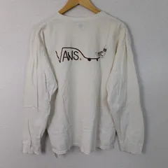 VANS バンズ ロンT ロゴプリント ホワイト Lサイズ メンズ 古着 ストリート シンプル