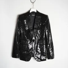 国内正規 美品 19SS DSQUARED2 ディースクエアード スパンコール タキシード スモーキング テーラード ジャケット ブレザー S75BN0611 黒 サイズ40 711P♪