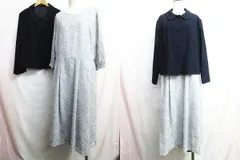 Neina ネイナ セレモニー アンサンブル ジャガードワンピース ステンカラージャケット 4L 大きいサイズ ネイビー×グレー 入学式 卒業式 フォーマル レディース E590L