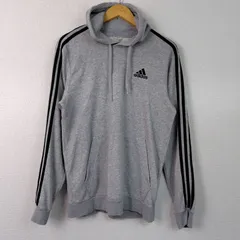 adidas アディダス スウェット パーカー ロゴ刺繍 グレー メンズ 古着 ストリート スポーツMIX