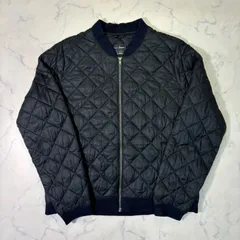 L.L.Bean エルエルビーン キルティングジャケット メンズL ブラック 中綿 フルジップ リブ仕様 防寒 古着