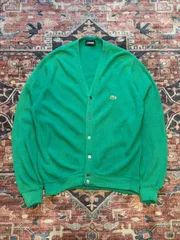 【 70’s USA製 / LACOSTE 】IZOD　ラコステ　アクリルカーディガン　グリーン　M