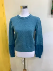 ブルー パフ袖 ニット セーター
