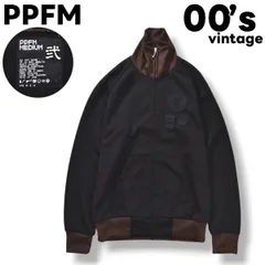 【美品】 00s archive ピーピーエフエム PPFM ワッペン ロゴ トラック ジャケット ジャージ ジップアップ スタンドカラー ラグランスリーブ M ブラック x ブラウン モード ストリート Y2K メンズのサムネイル
