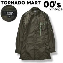 00s archive トルネードマート TORNADO MART 長袖 比翼 ロング シャツ ジャケット ミリタリー デザイン エポレット シガレットポケット M オリーブ ストリート カジュアル Y2K メンズ