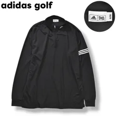 【美品】 アディダス ゴルフ adidas golf 長袖 ハーフジップ メッシュ シャツ サイドスリット パフォーマンス ロゴ スリーストライプス O ブラック スポーツ ウェア アクティビティ メンズ