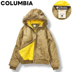 コロンビア COLUMBIA XCO スノーベレ ジャケット フードファー パーカー ジャンパー ブルゾン キルティング 中綿 L ヘリンボーン柄 コヨーテ x イエロー アウトドア ウェア タウンユース レジャー レディース ♪