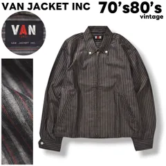 【希少】 70s 80s ヴィンテージ ヴァン ヂャケット VAN JACKET INC スウィングトップ ドリズラー ジャケット シンチバック ブルゾン YKK ZIP M相当 ストライプ柄 グレー x レッド アメカジ メンズのサムネイル