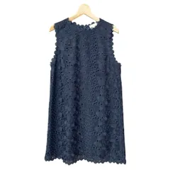 ケイトスペード KATE SPADE 花柄 総レース ノースリーブ ワンピース ドレス ひざ丈 14 紺 ネイビー