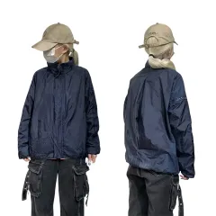 adidas アディダス ネイビー 3本線 ロゴ ウィンドブレーカー ジャケット L