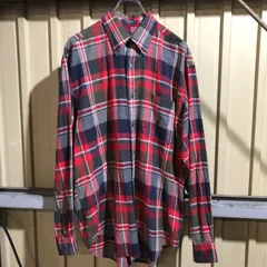 1753 NAUTICA 長袖シャツ レッド M ノーティカ チェック柄 ワンポイント 刺繍ロゴ 古着卸 アメリカ仕入