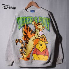 90s USA製 ディズニー Disney プーさん ティガー スウェット L グレー ヴィンテージ Vintage キャラクター プリント BRAZOS Y2K 古着 G405