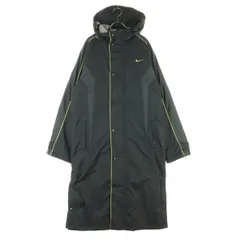 美品 NIKE ナイキ スウッシュ 長袖 中綿入り ベンチコート L ブラック 裏ボア メンズ 古着