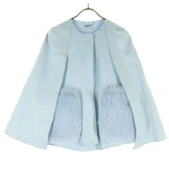 CELFORD セルフォード ポケットファーデザイン ウール ポンチョ Free ライトブルー レディース 古着