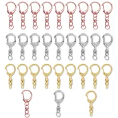 【在庫セール】キーホルダー 金具 ナスカン キーホルダー パーツ ワンタッチキーホルダー 回転カン 丸カン付き ハンドメイド キーホルダーパーツ DIY 手作り 全長4.7cm 30入 3色 MOMI