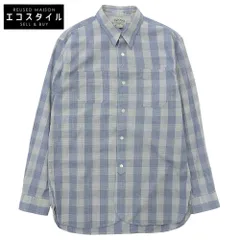 RRL ダブルアールエル 美品 コットン チェック柄 ダブルポケット ワークシャツ トップス メンズ ブルー×ライトグレー M M