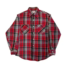 70s BIGMAC ヘビーネルシャツ Mサイズ 赤 黒 白 チェック フランネル ヘビネル オンブレチェック ビッグマック JCPenny JCペニー Vintage ヴィンテージ ビンテージ