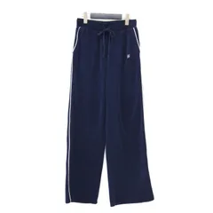 Mila Owen ミラ オーウェン パンツ ネイビー 紺 サイズ:1(M) | 24春夏 パイル ドロスト イージーパンツ | ウエストゴム フルレングス ワイド ルーズ ストレート パイピング ロゴ 刺繍 UVカット【レディース】【中古】