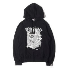 [신품]A BATHING APE 아 베이싱 에이프 파커 블랙 블랙 사이즈:XL | 22SS 드래곤 볼 슈퍼 슈퍼 히어로 손오공&원숭이 얼굴 스웨트 파커 |