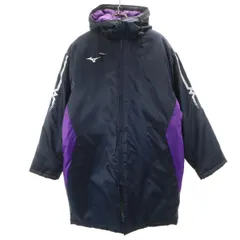 美品 Mizuno ミズノ 読売新聞 ベンチコート M ネイビー 中綿 メンズ 古着