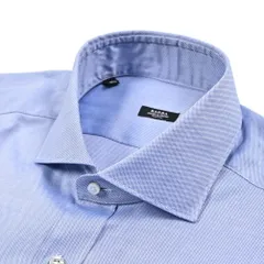 BARBA バルバ / ドレスシャツ ワイシャツ ホリゾンタルカラー 長袖 メンズ コットン 100% ブルー イタリア製 435758