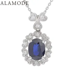 S2.183/D0.22 サファイア ダイヤ ネックレス プラチナ Pt900 プラチナ Pt850 6.8g ネックレス アクセサリー ジュエリー クローバー ハート シルバー銀 ブルー青 レディース 40802166842【中古】【アラモード】