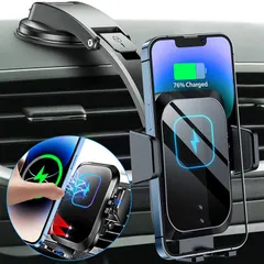 【15W急速充電】車載Qi ワイヤレス充電器 車載ホルダー スマホホルダー【電源オフ後も自動開閉/3軸連動】エアコン吹き出し口&吸盤式兼用 自動車 スマホスタンド 車 携帯ホルダー 360度回転 急速ワイヤレス車載充電器 iphone車載ホルダー スマート 1