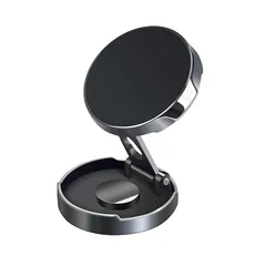 LeTradeJP スマホホルダー 車載ホルダー マグネット 超強磁力 スマホスタンド 携帯ホルダー 高級合金素材 360度回転 折りたたみ 片手操作 装着簡単 多重固定システム 揺れと騒音防止 落下防止 ミニポータブル 4-7インチ全機種対応 (ブラック 1