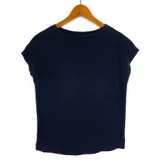 無印良品 良品計画 天竺編み フレンチスリーブ Tシャツ カットソー コットン 半袖 XS 紺 ネイビー 小さいサイズ