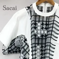 Sacai ロングTシャツ 3126 スタープリント シースルー  ホワイト  メンズ ファッション _219023