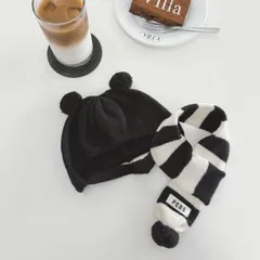 2カラーイヤーニット帽&マフラー　犬服