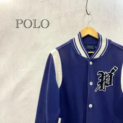 POLO RALPH LAUREN スウェット スタジャン バーシティ ジャケット アウター M ネイビー バック刺繍 ワッペン メンズ ファッション _201023のサムネイル