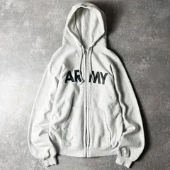 90s US ARMY 米軍実物 PFU RWタイプ フルジップ スウェット フード パーカー / 90年代 オールド ミリタリー トレーニング トレーナー リバース 軍物