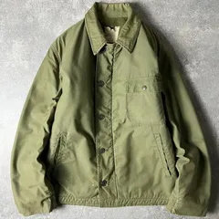 雰囲気系 70s US NAVY 米軍実物 A-2 デッキ ジャケット L / 70年代 ビンテージ ミリタリー USN ネイビー オリーブ グリーン